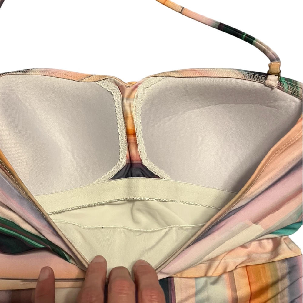 La Blanca Ocean Tide Colorful Striped Halter/Strapless One Piece Swimsuit Girly - Picture 8 of 11